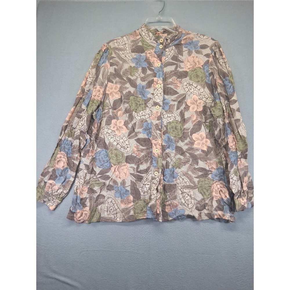 Koret Women's Vintage Long Sleeve Floral Made U.S.A Size W18